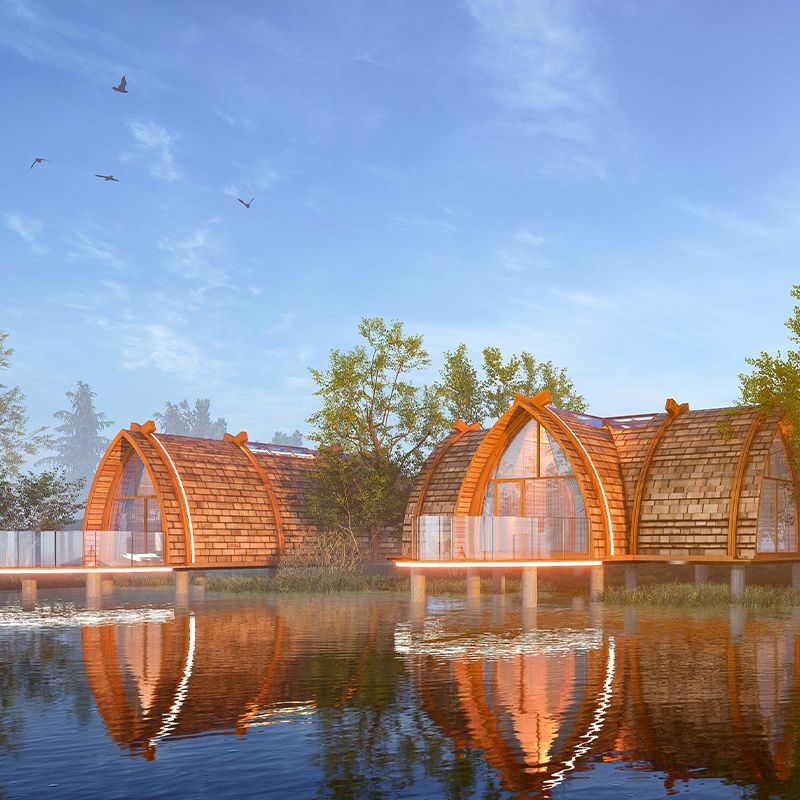 Prefabrykowana drewniana hangar dla łodzi Prefabrykowana drewniana hangar dla łodzi